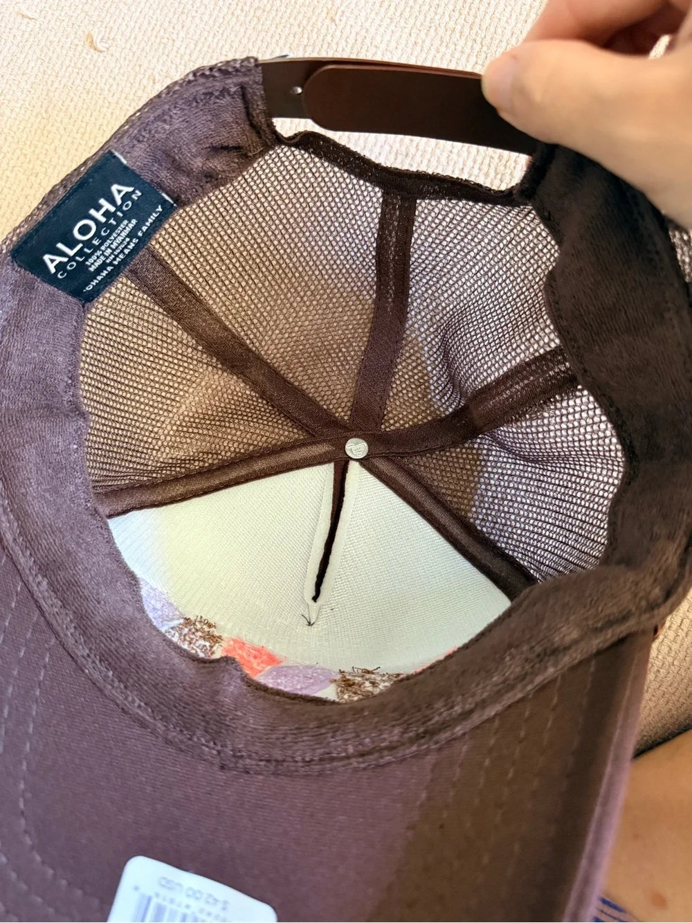 NWT ALOHA Collection Coconut Brown Shell Trucker Hat - Picture 3 of 4